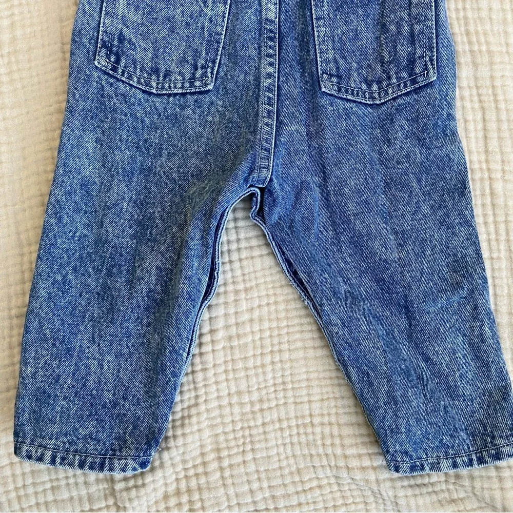 Vtg 80s Oshkosh Acid Wash Denim Overalls Size 18mo Classic Retro Country Blue